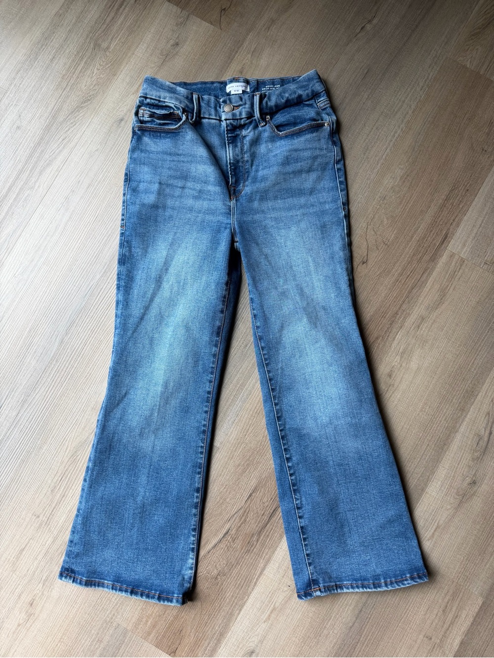 Good American Women's Blue Flare Jeans - Classic Mid Wash